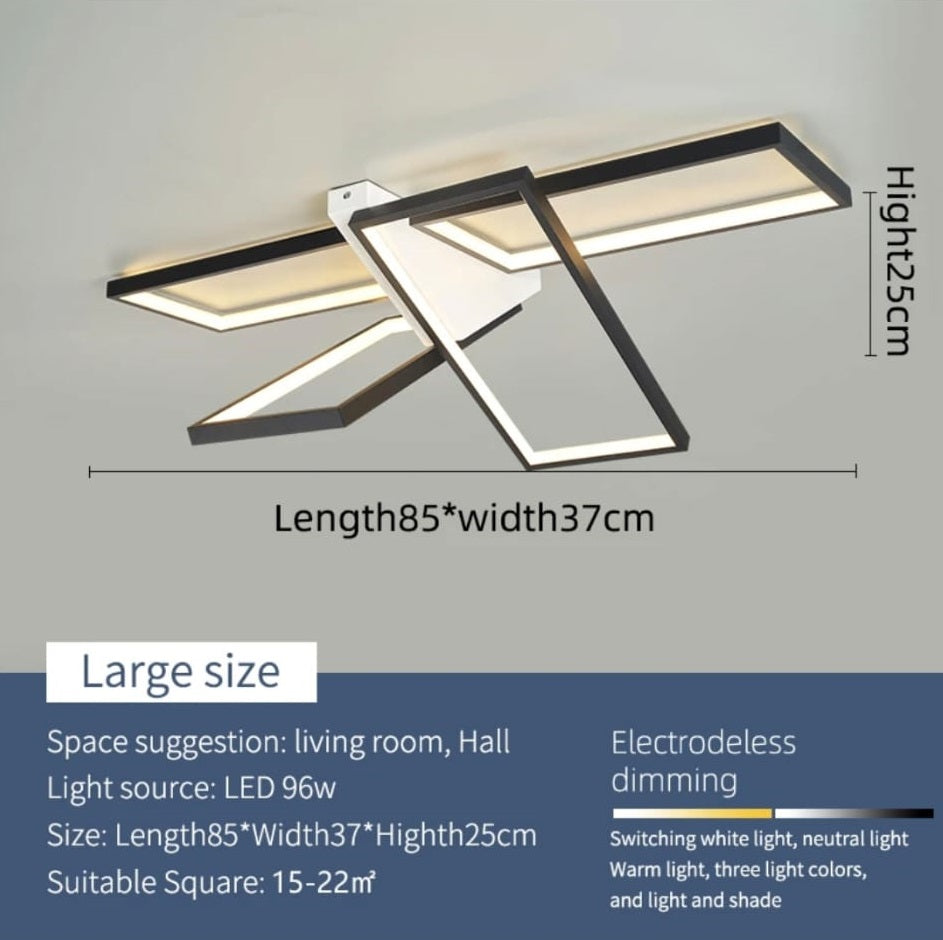 LuxiLamps - Unieke LED Plafondlamp - Wit/Zwart - 85 cm - Woonkamer Lamp - Moderne lamp - Plafoniere