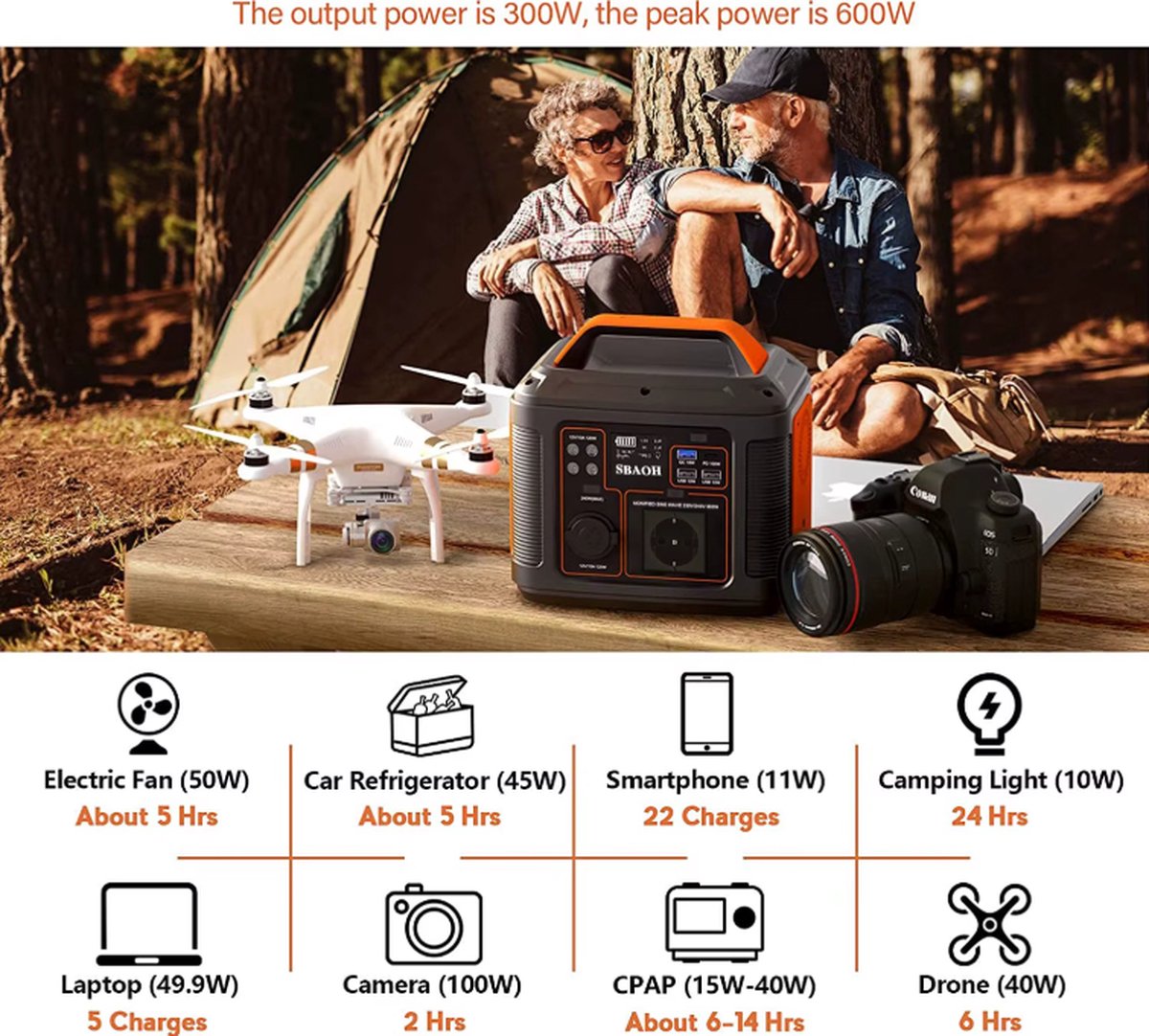 Draagbare Krachtcentrale - 300 W - Stroomgenerator - 296 Wh - Generator LED-Zaklamp - Mobiele Stroomgenerator Voor Reizen/Kamperen/Buiten
