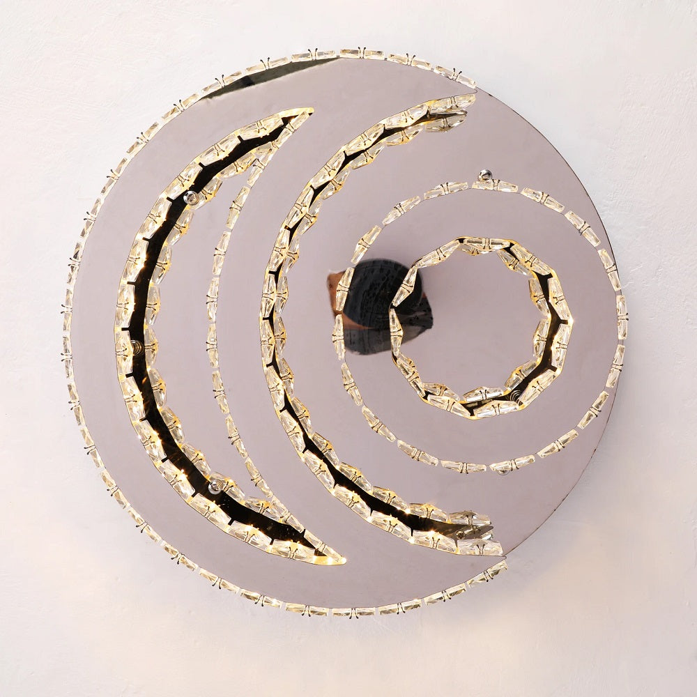 LuxiLamps - Sun & Moon Ceiling Lamp - Crystal LED Chandelier - 3 Colors - Modern Living Room Lamp - 40 cm - Ceiling Lamp