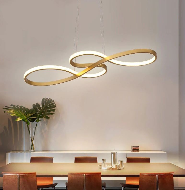 LuxiLamps - Pendant Lamp - Chandelier - Gold - Living Room Lamp - Dimmable With Remote Control - Modern Lamp - Dining Room Lamp - LED Ceiling Lamp - Ceiling Light