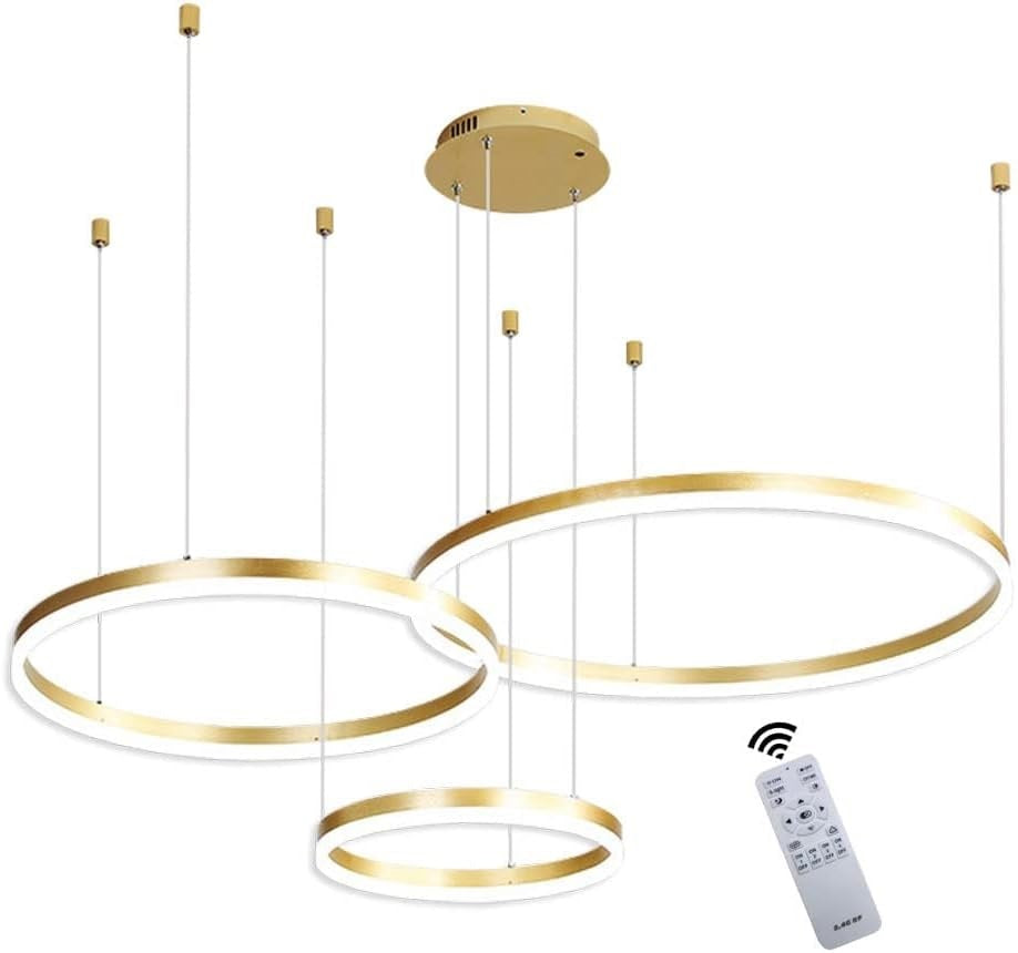 3 Ringen - Hanglamp - Kroonluchter - Goud - Dimbaar Met Afstandsbediening