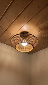 Wicker Ceiling Lamp - Bamboo Chandelier - Rattan Vintage Lamp - E27 - Handwoven - 30 cm