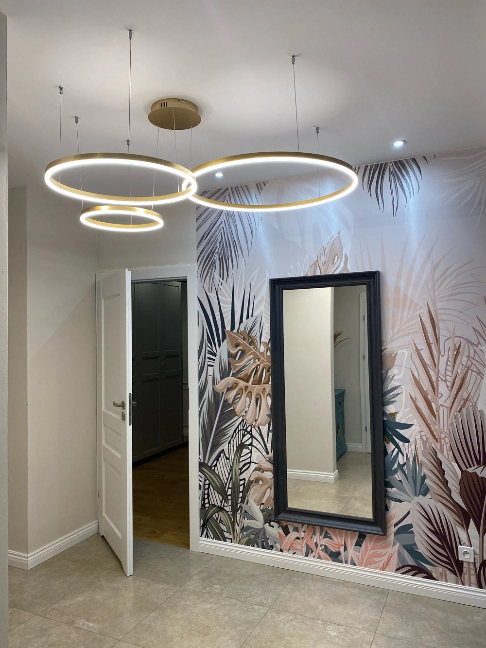 3 Ringen - Hanglamp - Kroonluchter - Goud - Dimbaar Met Afstandsbediening