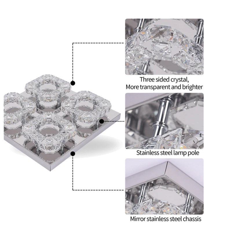 4 Head Crystal Plafondlamp - Moderne Lamp - Led Lamp 35 cm - Plafondlamp - Plafonniere - Kroonluchter