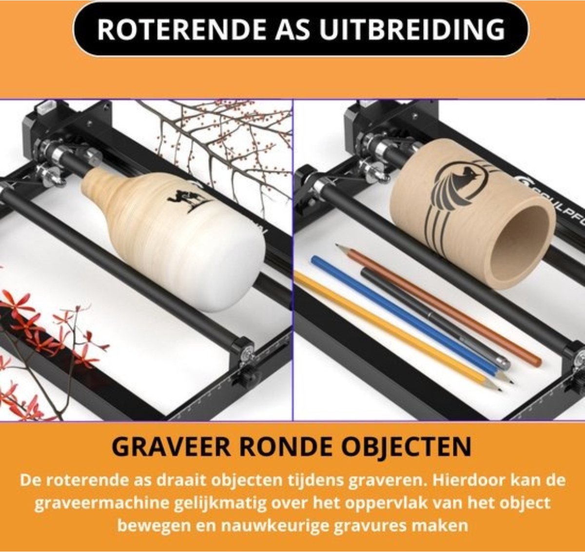 Sculpfun S9 Laser Graveermachine 2 in 1 Set - Met Rotary Roller - Graveermachine - Laser Cutter - Laser Engraver - Graveerset - Laser Snijmachine - Graveerpen