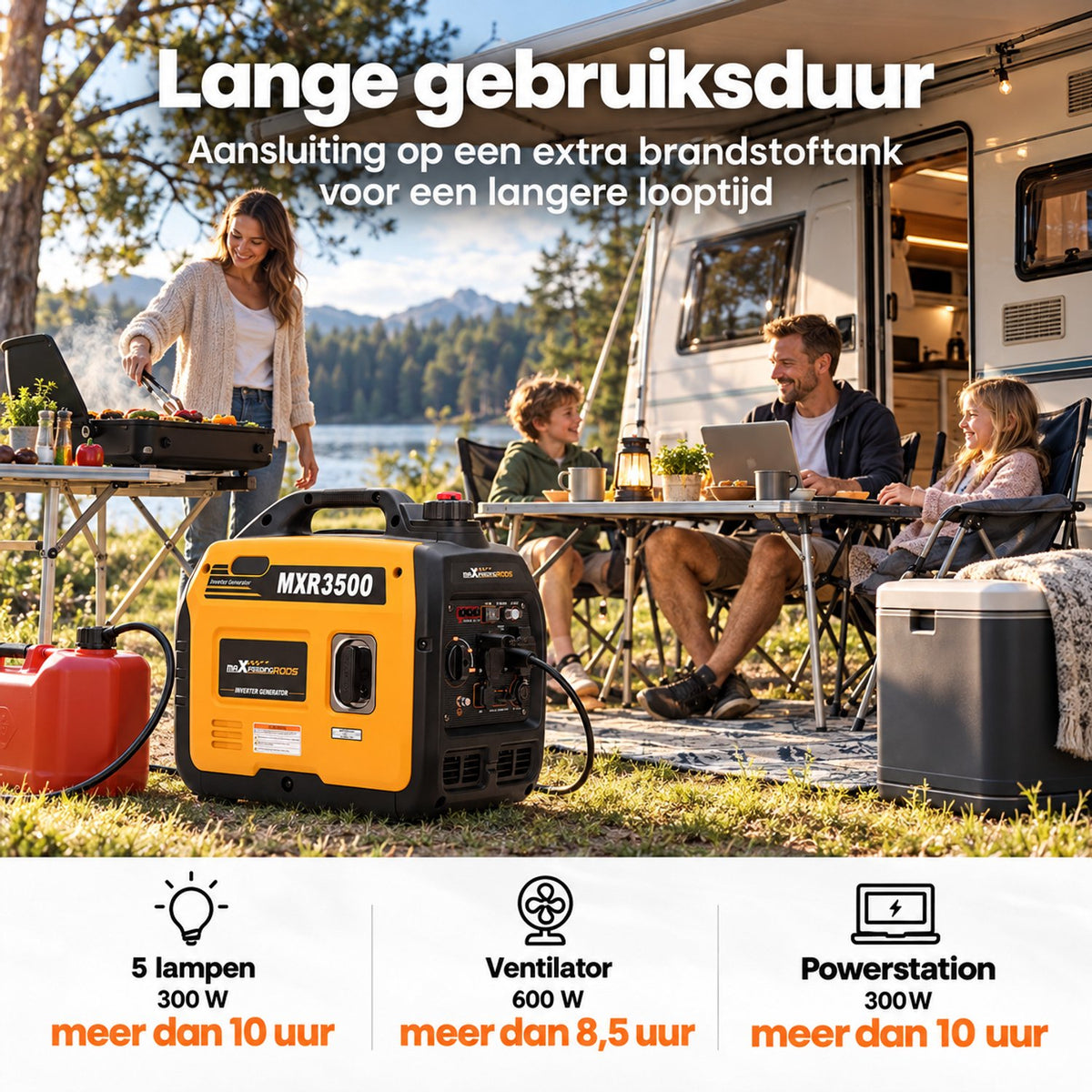 Superstille Inverter Generator Benzine - 3000W Continu - 3300W - Aggregaat - 4-Takt - USB en 220–240 V Stopcontacten - Eco-Modus - Noodstroomaggregaat voor Camping, Reizen en Evenementen - Noodpakket