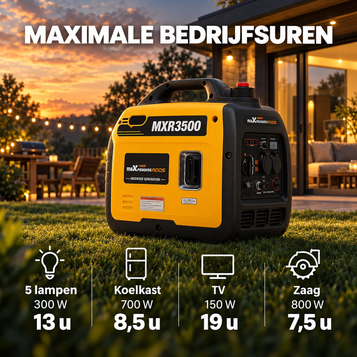 Superstille Inverter Generator Benzine - 3000W Continu - 3300W - Aggregaat - 4-Takt - USB en 220–240 V Stopcontacten - Eco-Modus - Noodstroomaggregaat voor Camping, Reizen en Evenementen - Noodpakket