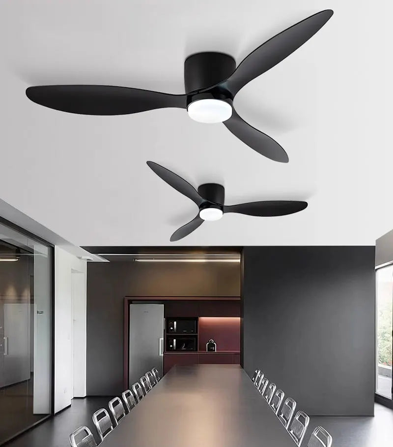 LuxiLamps - 3 Blad Plafondventilator - Moderne LED Ventilator Lamp - 6 Snelheden - Bedienbaar Met Afstandsbediening - 132 cm - Zwart - Woonkamerlamp