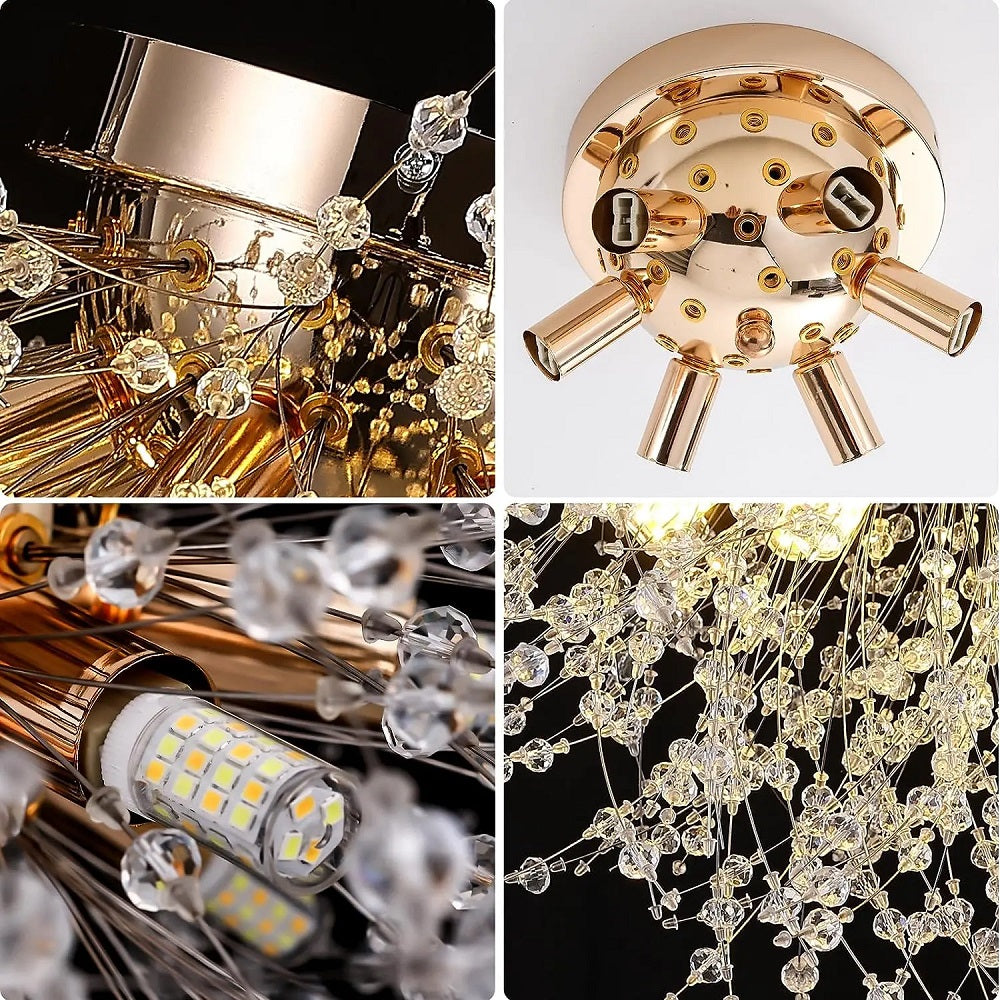 Luxe Kristal Plafondlamp - Paardebloem Kroonluchter - Crystal Led Lamp - Goud - 60 cm - Moderne lamp - Plafondlamp - Plafoniere