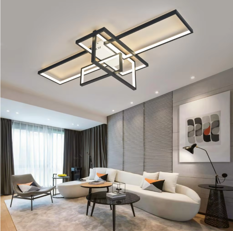 LuxiLamps - Moderne LED Plafondlamp - Zwart/Wit - 100 cm - Woonkamer Lamp - Moderne lamp - Plafoniere