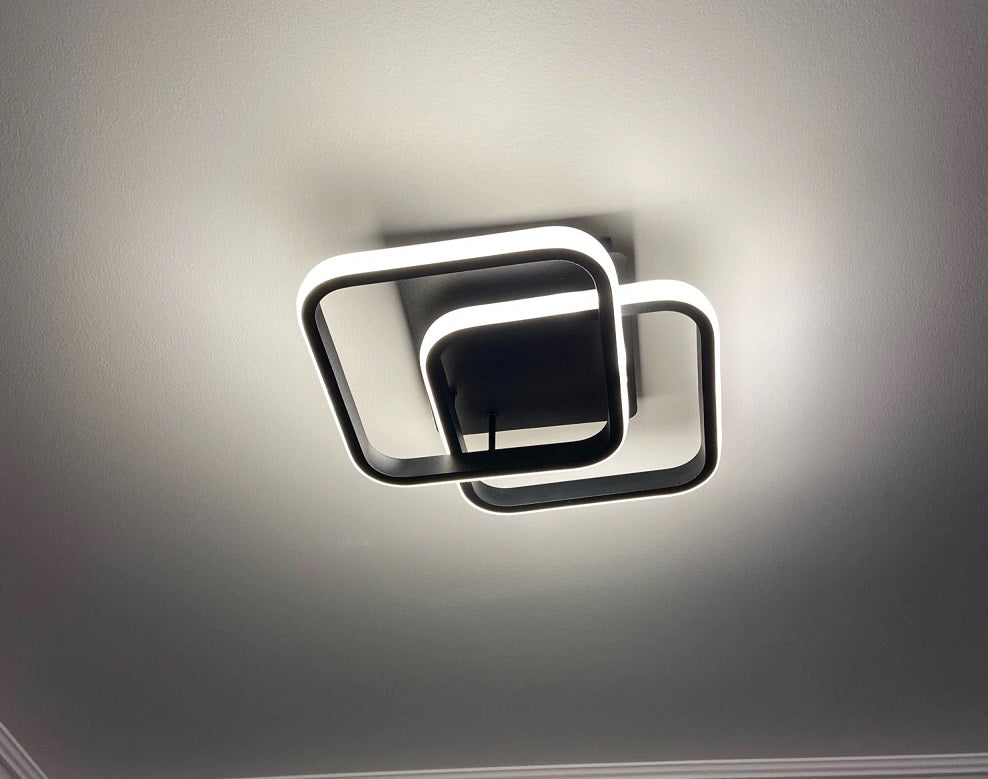 LuxiLamps - Moderne Plafondlamp - Vierkant LED - Kroonluchter - Gangpad Lamp - Verlichting - 29 cm - Zwart - Plafonniére - 20W