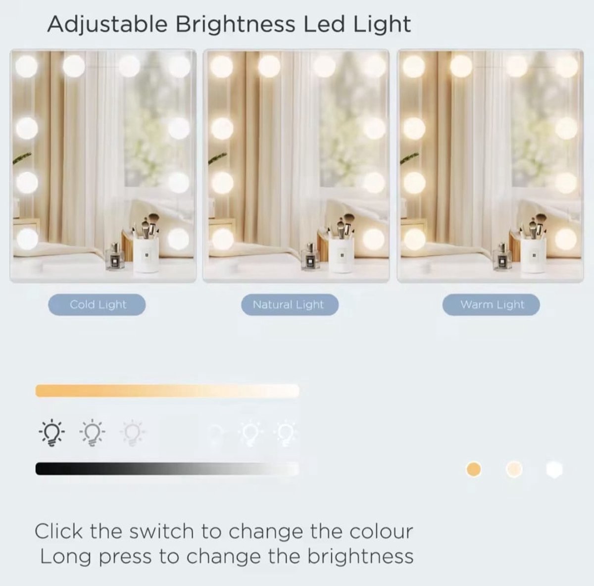 Witte Make-up tafel - Instelbare LED Verlichting - Kaptafel met Spiegel - 4 Laden - Met Kruk - Aanpasbare Planken - Stijlvolle Opslag voor Make-up