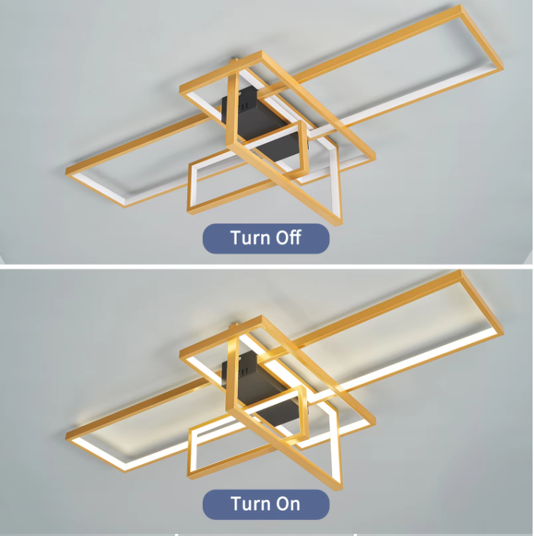 LuxiLamps - Moderne LED Plafondlamp - Goud/Zwart - 100 cm - Woonkamer Lamp - Moderne lamp - Plafoniere