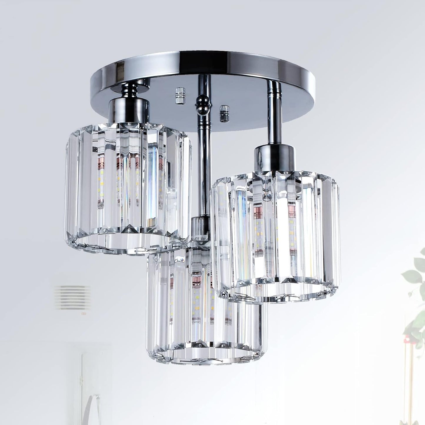 Moderne Kristallen Kroonluchter - 3 Kop Crystal Plafondlamp - K9-Kristal - E27 - Goud - Verlichting - Plafonnière