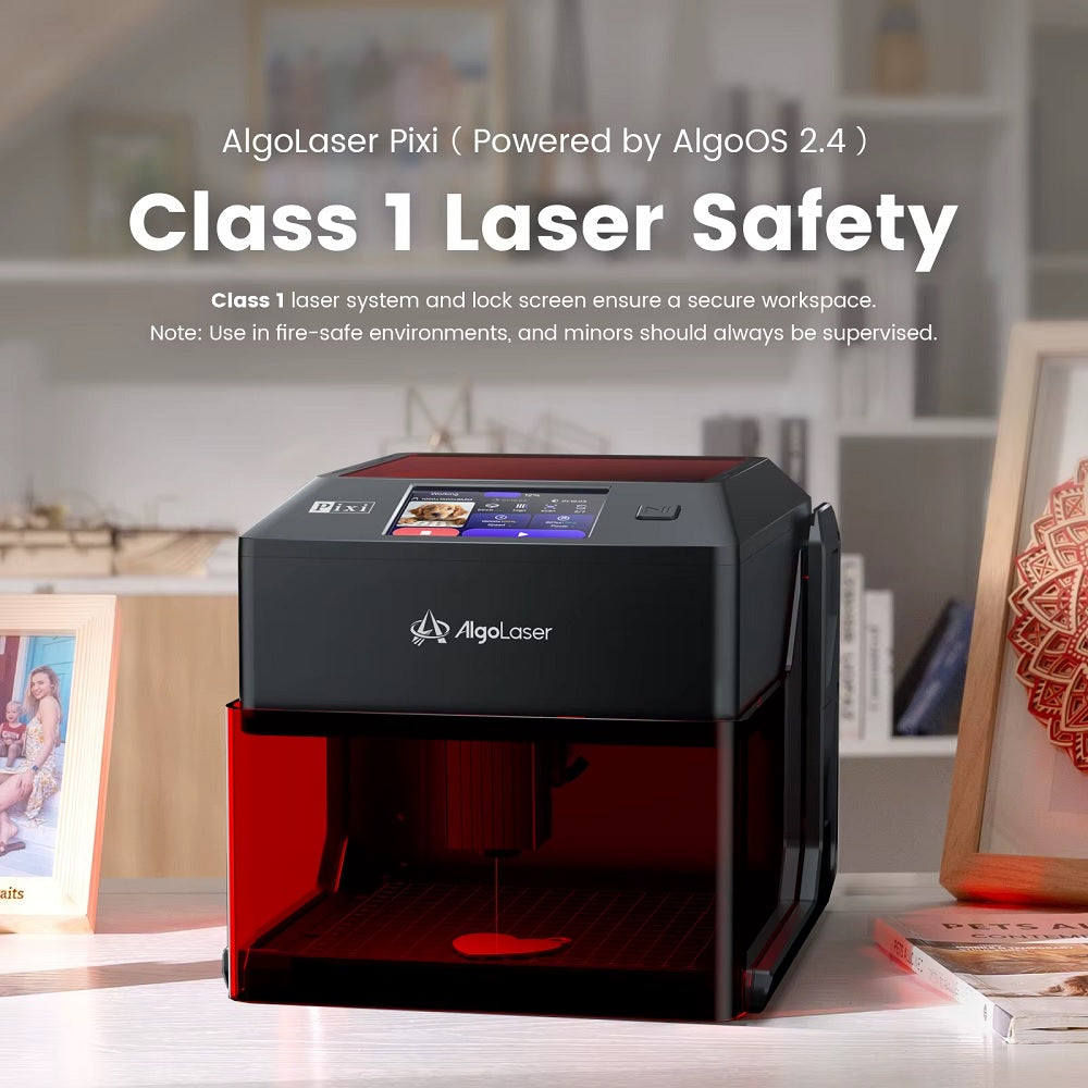 Laser Graveermachine Pixi 3W - 3.5 Inch Touchscreen - Laser Cutter - Laserprinter All In One - Graveren - Display - Zwart/Rood - Laser Snijmachine - Bedienbaar Met APP
