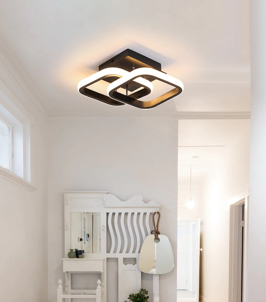 LuxiLamps - Moderne Plafondlamp - Vierkant LED - Kroonluchter - Gangpad Lamp - Verlichting - 29 cm - Zwart - Plafonniére - 20W