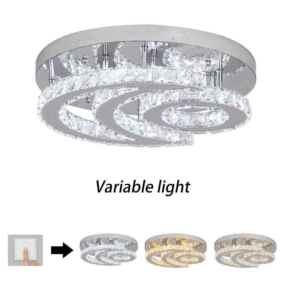 LuxiLamps - Sun & Moon Ceiling Lamp - Crystal LED Chandelier - 3 Colors - Modern Living Room Lamp - 40 cm - Ceiling Lamp