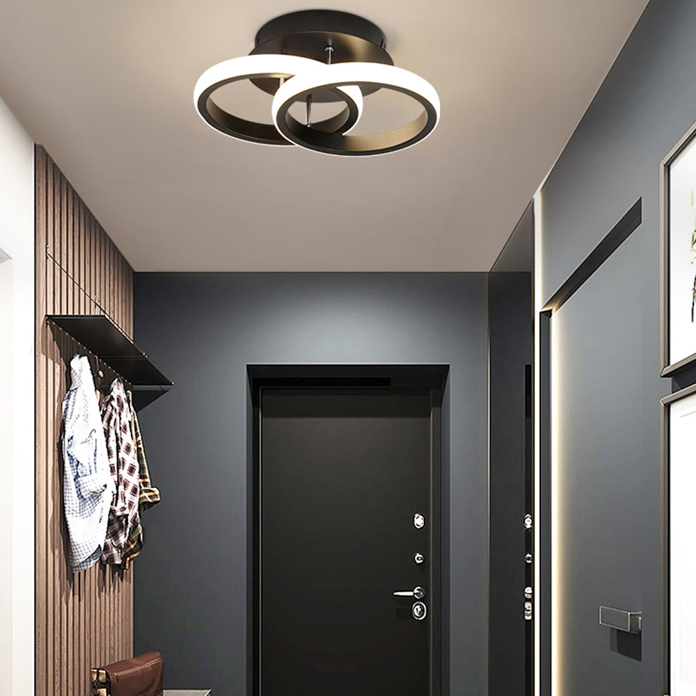 Moderne Plafondlamp - Rond LED - Kroonluchter - Gangpad Lamp - Verlichting - 25 cm - Zwart - Plafonniére - 20W