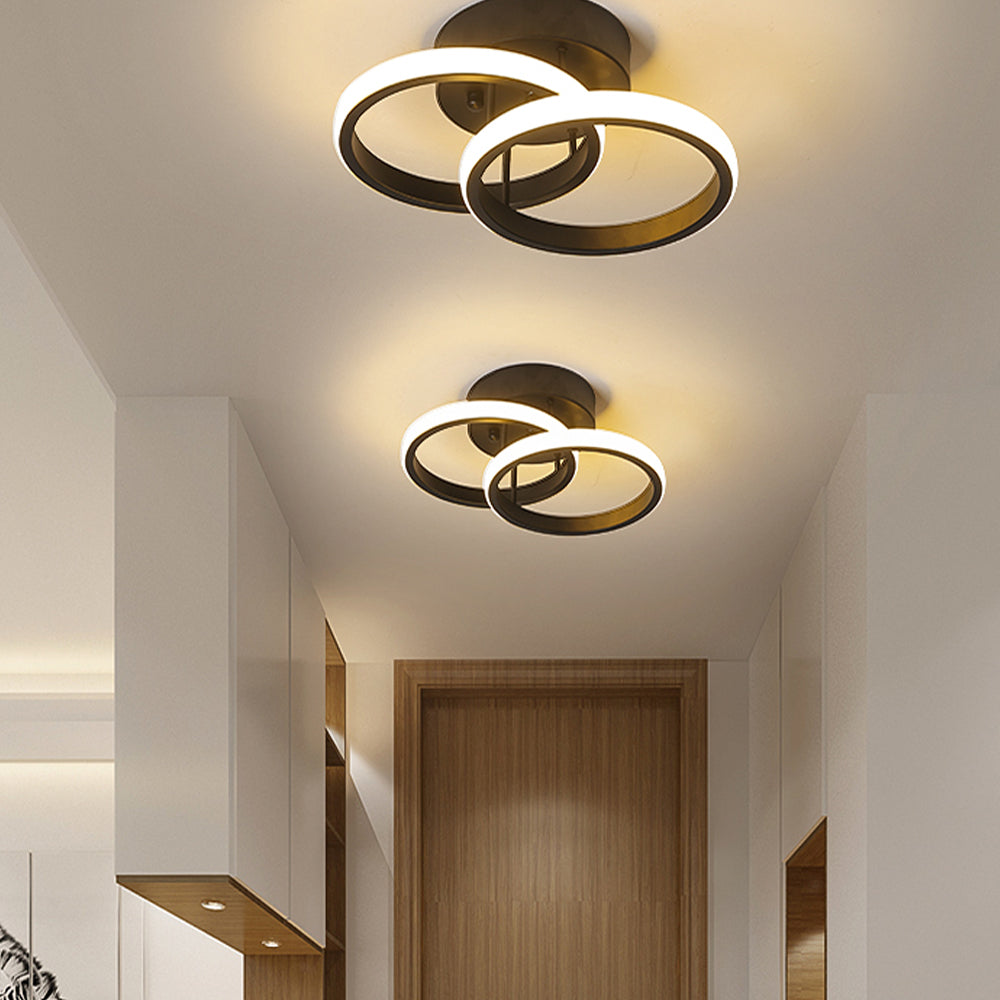 Moderne Plafondlamp - Rond LED - Kroonluchter - Gangpad Lamp - Verlichting - 25 cm - Zwart - Plafonniére - 20W