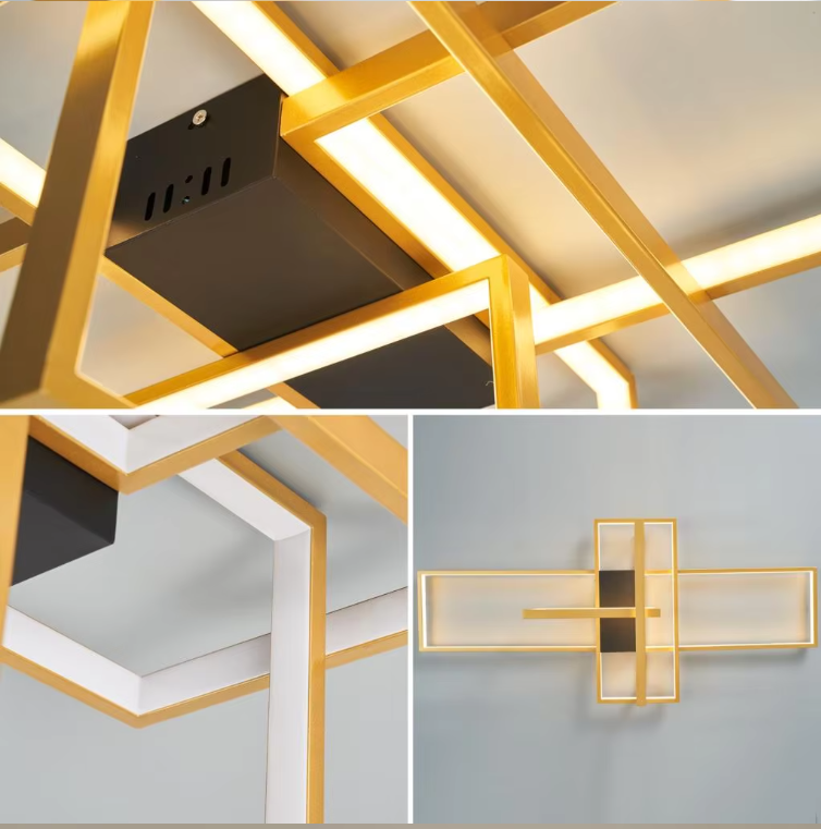 LuxiLamps - Moderne LED Plafondlamp - Goud/Zwart - 100 cm - Woonkamer Lamp - Moderne lamp - Plafoniere