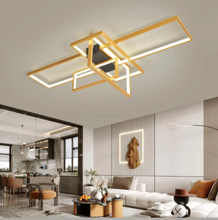 LuxiLamps - Moderne LED Plafondlamp - Goud/Zwart - 100 cm - Woonkamer Lamp - Moderne lamp - Plafoniere