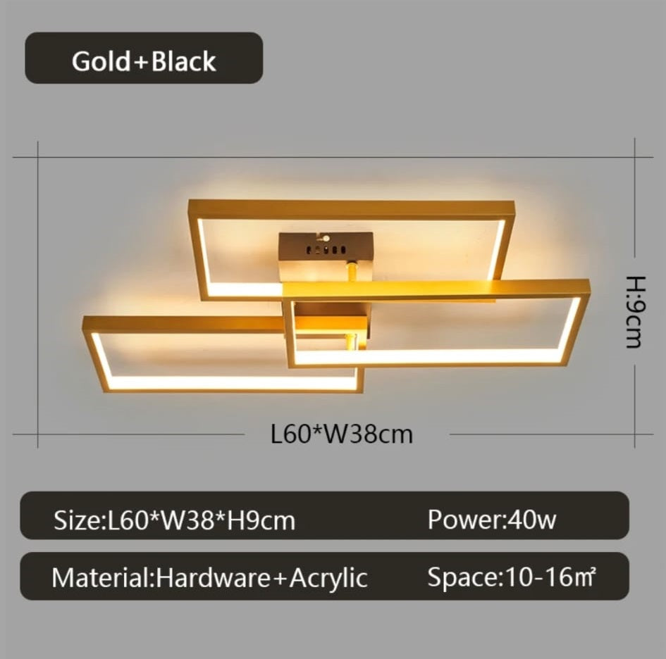 Moderne LED Plafondlamp - Goud/Zwart - 60 cm - Woonkamer Lamp - Moderne lamp - Plafoniere