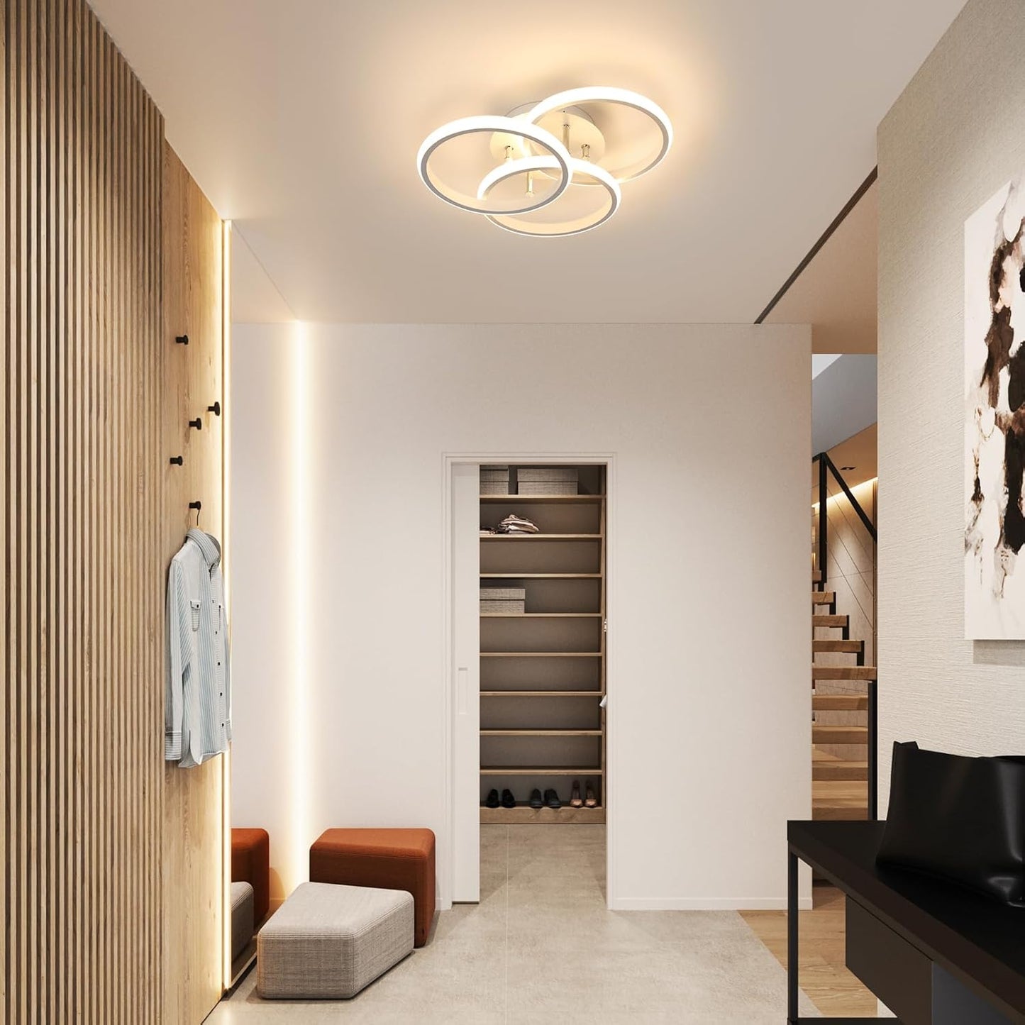 3 Ringen Plafondlamp - Warm Wit 3000K - Woonkamerlamp - Moderne lamp - Plafoniere - Wit - 40W