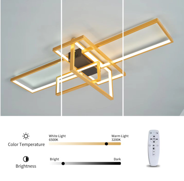 LuxiLamps - Moderne LED Plafondlamp - Goud/Zwart - 100 cm - Woonkamer Lamp - Moderne lamp - Plafoniere