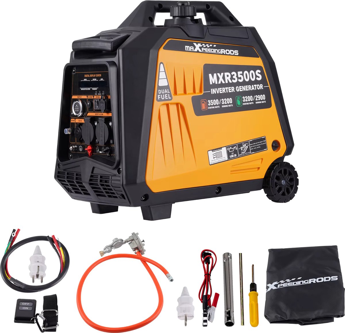 Draagbare Dual-Fuel Omvormergenerator – 3200 Benzine & LPG – 4 Takt - Camping - Stille Generator met USB en AC-uitgangen voor Kamperen - Noodgevallen - Outdoor Gebruik