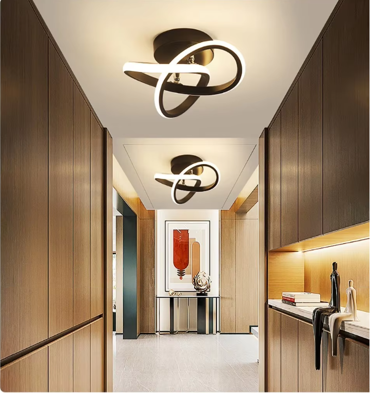 Modern Curl Lamp - Chandelier - Black - Aisle or Hall Lamp - LED Lighting - Ceiling Lamp