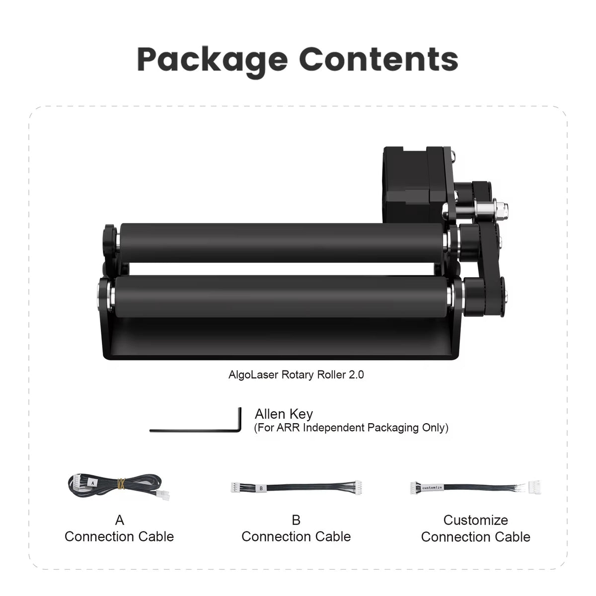 Rotary Roller 2.0 - Y-as Rotatie-aansluiting - 5-100mm - 2 Verstelbare Afstanden Voorgemonteerd Voor Cilindrische Objecten - Lasergraveeraccessoire