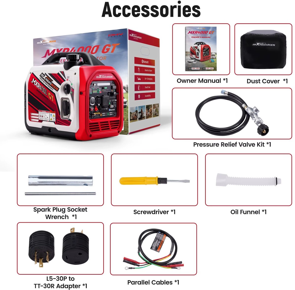 Inverter Generator 3500W - Benzine en LPG/Propaan - Dual Fuel - 3200W - 230V - Stille 4-Takt Generator met Elektrische Start, App-bediening en USB - Voor Camping, Camper en Noodstroom