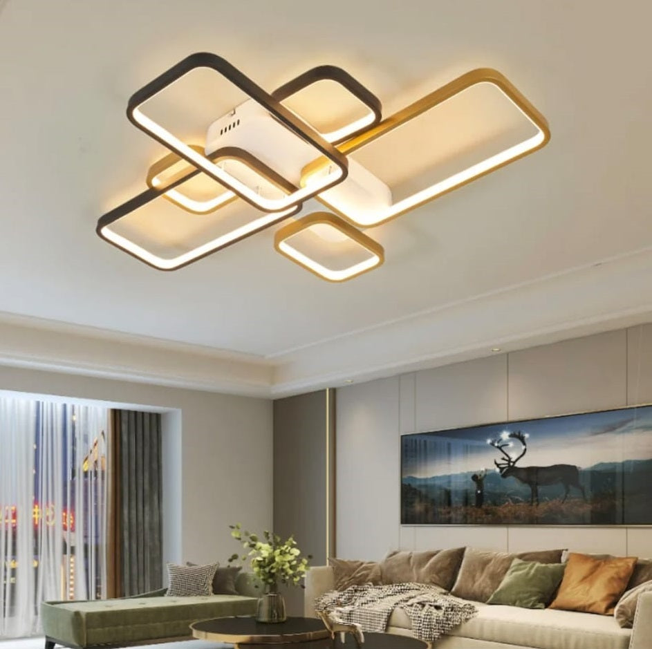 LuxiLamps - LED Plafondlamp - Goud/Zwart - 82 cm - Woonkamer Lamp - Moderne lamp - Plafoniere