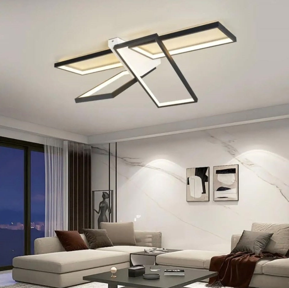 LuxiLamps - Unieke LED Plafondlamp - Wit/Zwart - 85 cm - Woonkamer Lamp - Moderne lamp - Plafoniere