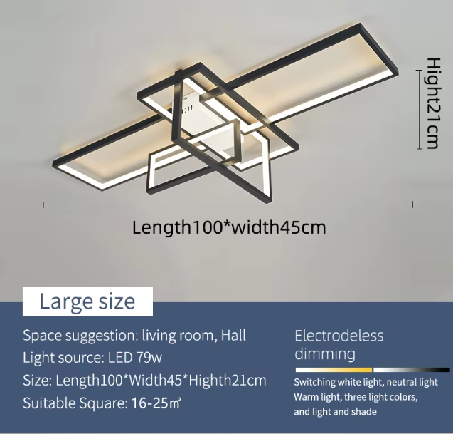 LuxiLamps - Moderne LED Plafondlamp - Zwart/Wit - 100 cm - Woonkamer Lamp - Moderne lamp - Plafoniere