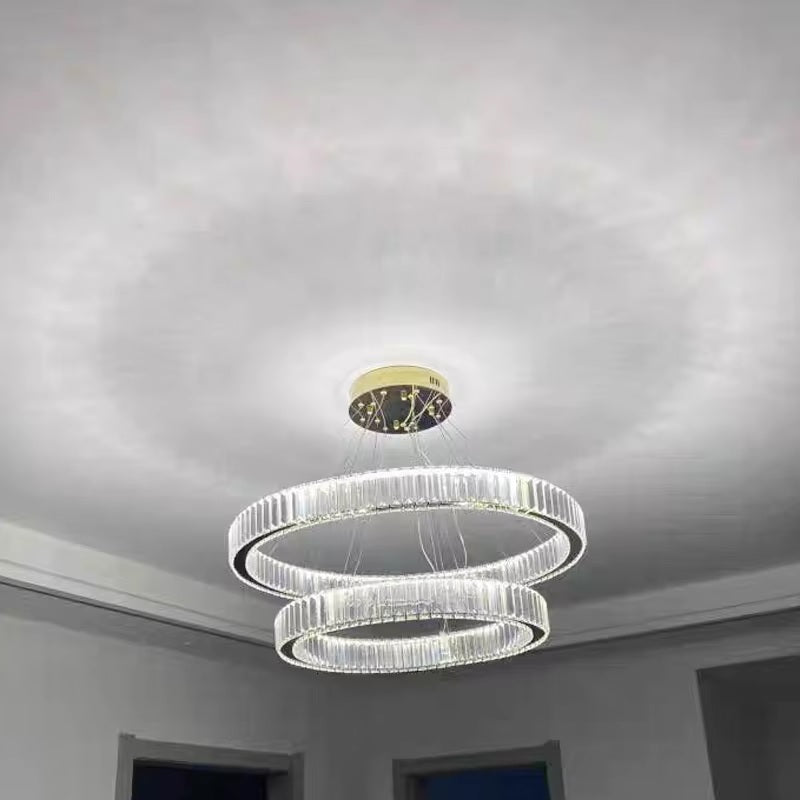 2 Ringen Hanglamp - Eettafel Hanglamp - Goud - 2 Lagen 40 & 60 cm - Luxe Kroonluchter - Hoogte Verstelbaar - Woonkamerlamp