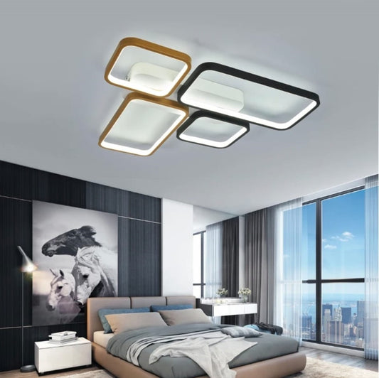 LuxiLamps - LED Plafondlamp - Goud/Zwart - 62 cm - Woonkamer Lamp - Moderne lamp - Plafoniere