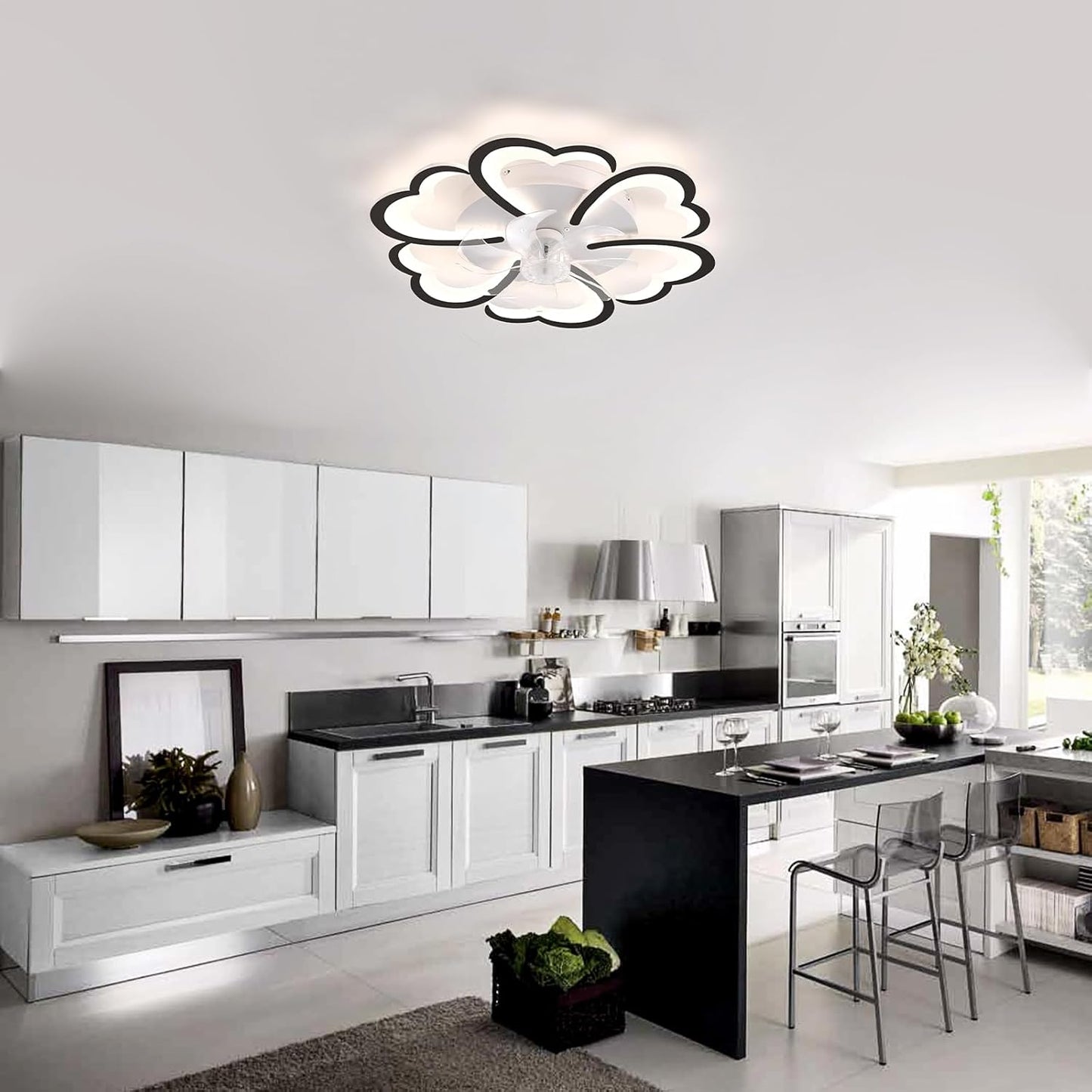 LuxiLamps - 6 Wolken Plafondlamp - Dimbaar Met Afstandsbediening - LED Plafondlamp - Zwart - Woonkamerlamp - Moderne lamp - Plafonniere