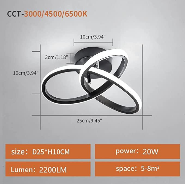 Modern Curl Lamp - Chandelier - Black - Aisle or Hall Lamp - LED Lighting - Ceiling Lamp