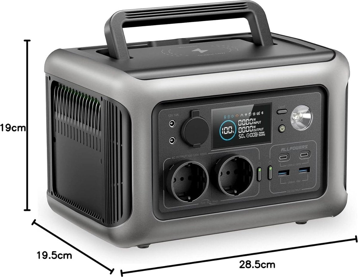 Zonnepaneel met omvormer - Inclusief accu - Camper - Vakantie - Boot - 140Watt paneel - 600W AC - Zonnepaneel inklapbaar