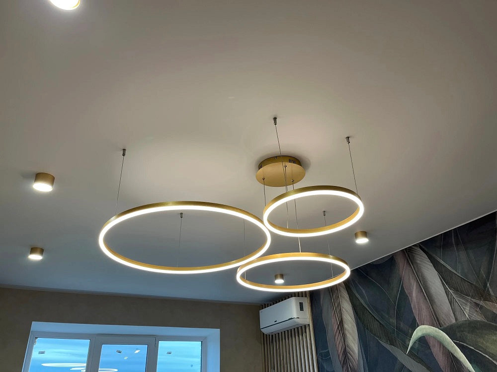 3 Ringen - Hanglamp - Kroonluchter - Goud - Dimbaar Met Afstandsbediening