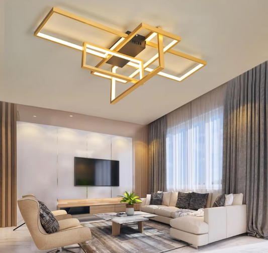 LuxiLamps - Moderne LED Plafondlamp - Goud/Zwart - 100 cm - Woonkamer Lamp - Moderne lamp - Plafoniere