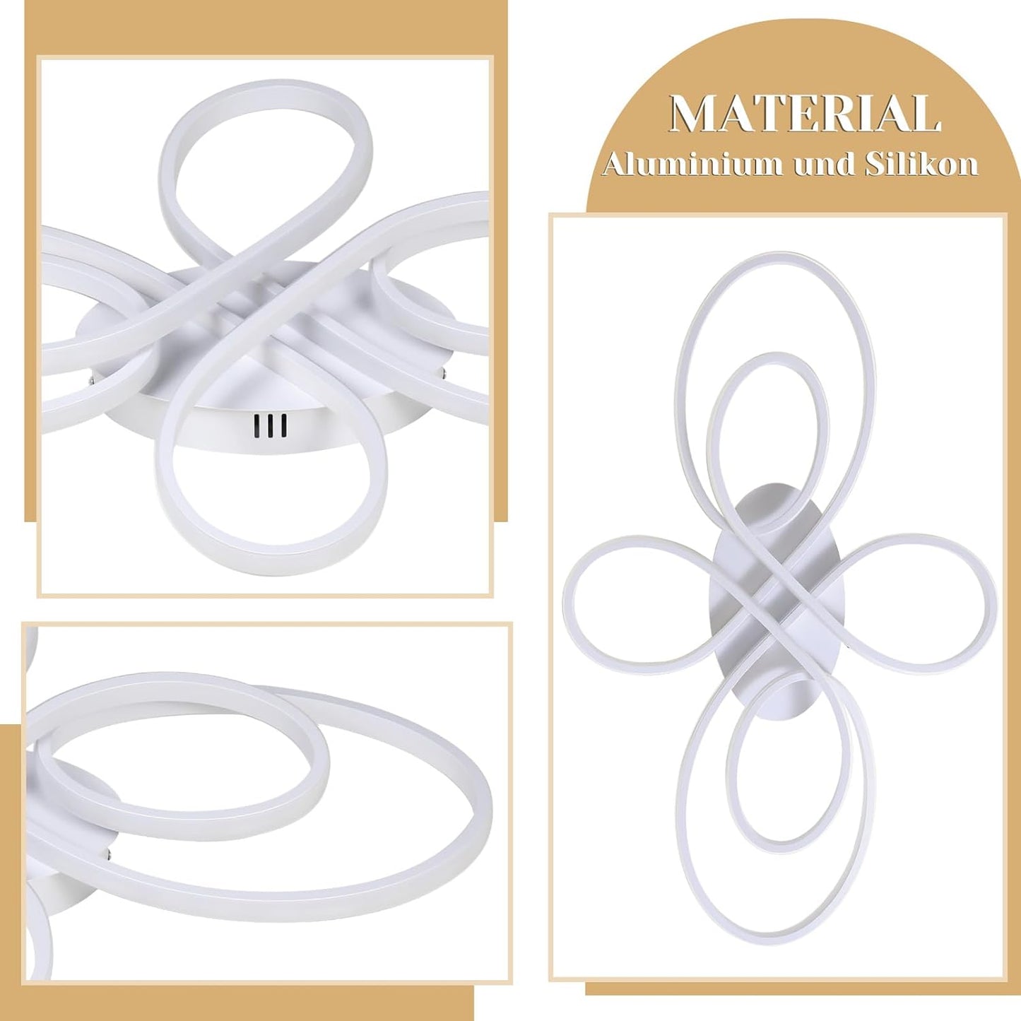 Moderne Plafondlamp - Luxe LED Kroonluchter - Dimbaar - Vlindervorm - 80 cm - Woonkamerlamp - Wit - Plafoniere - 78W