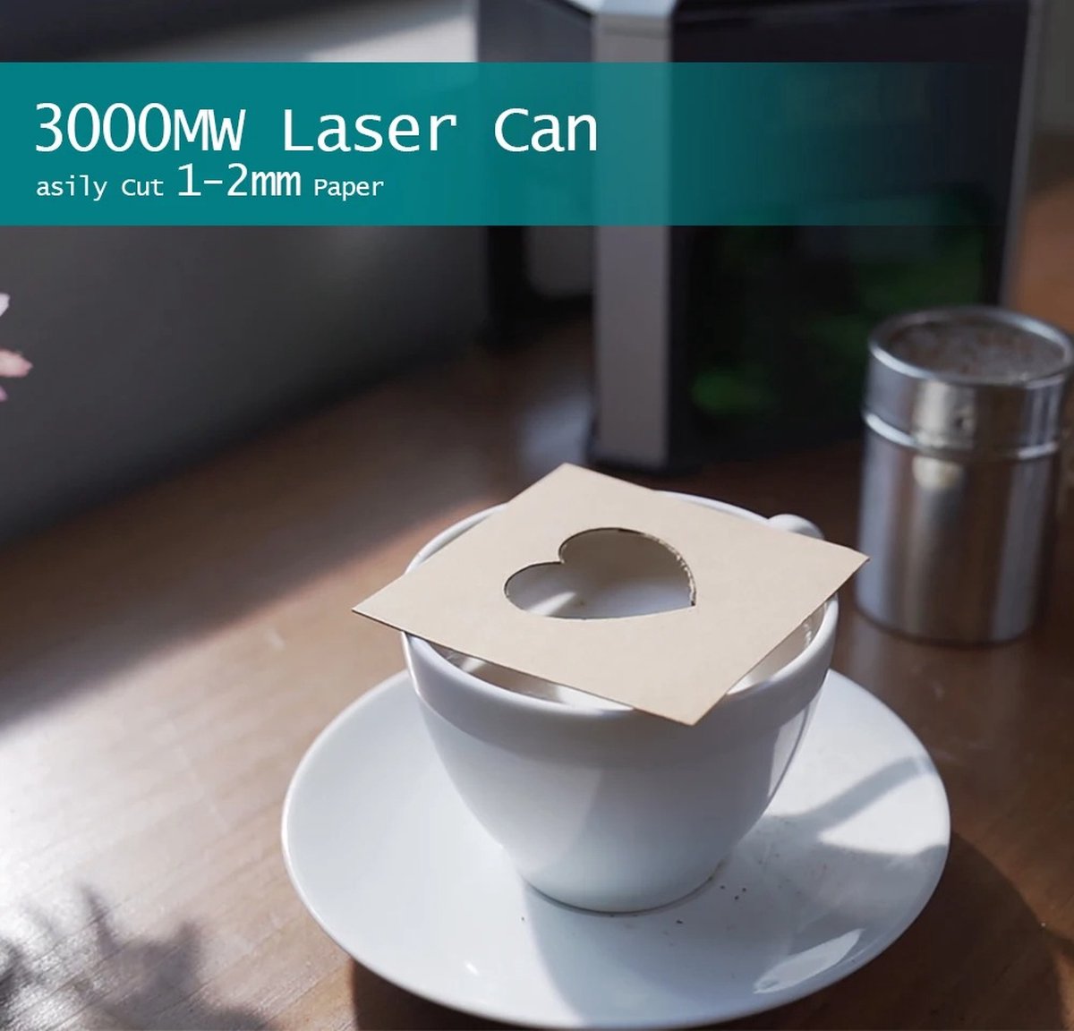 Laser Graveermachine 3000mW - WainluxLaser Cutter Bluetooth Bestuurbaar - Lasergraveer machine Makkelijk te Installeren - Zwart - Hout, plastic, stof, karton, leer