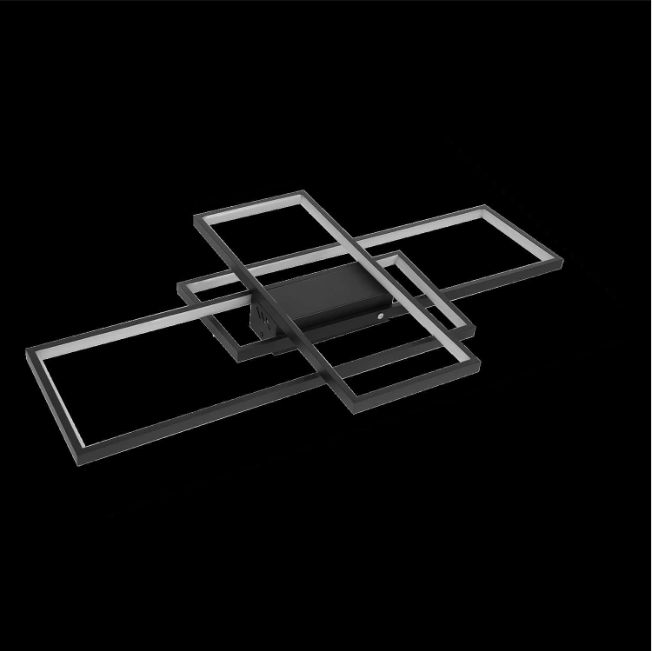 LuxiLamps - Moderne LED Kroonluchter - Dimbaar Met Afstandsbediening - Led Plafond Kroonluchter Zwart - Moderne Kroonluchter - 90 cm