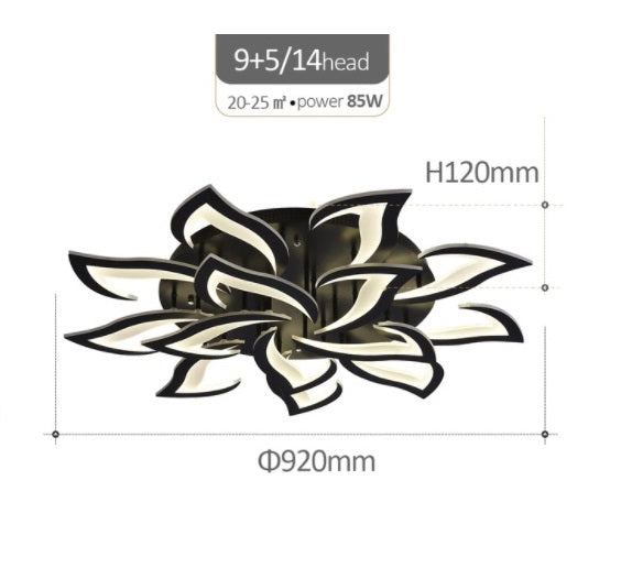 LuxiLamps - 14 Star Ceiling Lamp Black - With Remote Control - Smart Lamp - Dimmable With App - Living Room Lamp - Modern Lamp - Ceiling Lamp