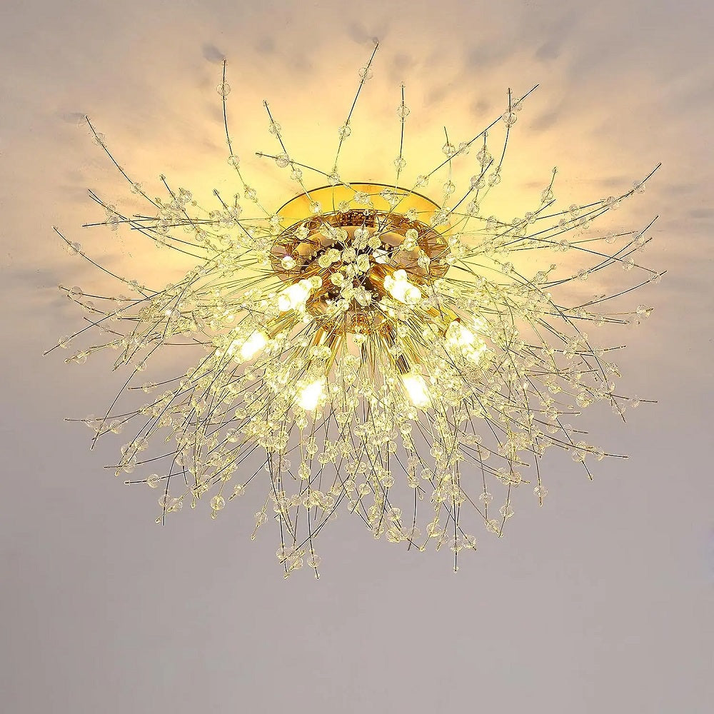 Luxe Kristal Plafondlamp - Paardebloem Kroonluchter - Crystal Led Lamp - Goud - 60 cm - Moderne lamp - Plafondlamp - Plafoniere