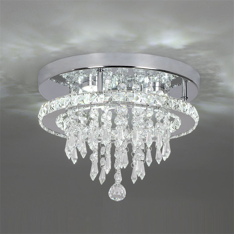 LuxiLamps - Kristallen - Plafondlamp - LED - Kristallen - Chroom Kroonluchter - Warm Wit - Hanger - Verlichting - Hal - Keuken - Slaapkamer - Woonkamer