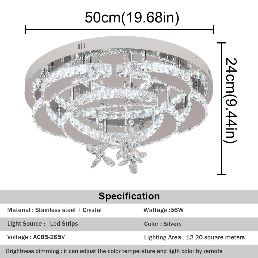 LuxiLamps - Moon Crystal LED Lamp - With Remote Control - Modern Lamp - Crystal Chandelier - Living Room Lamp - Ceiling Lamp