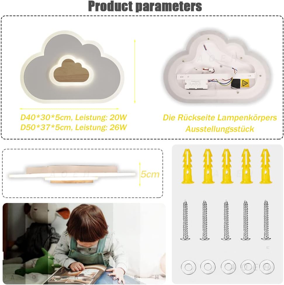 Wolken Plafondlamp - Dimbaar Met Afstandsbediening - Wit - Kinderkamer - Moderne lamp - Plafonnière - Babykamer Decoratielamp